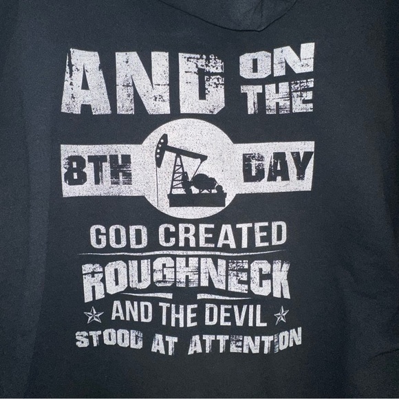 Men’s black Gildan sweatshirt hoodie with ROUGHNECK on front sz 2XL - Picture 4 of 5